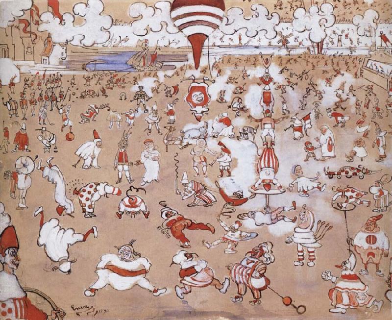 James Ensor White and Red Clowns Evolving